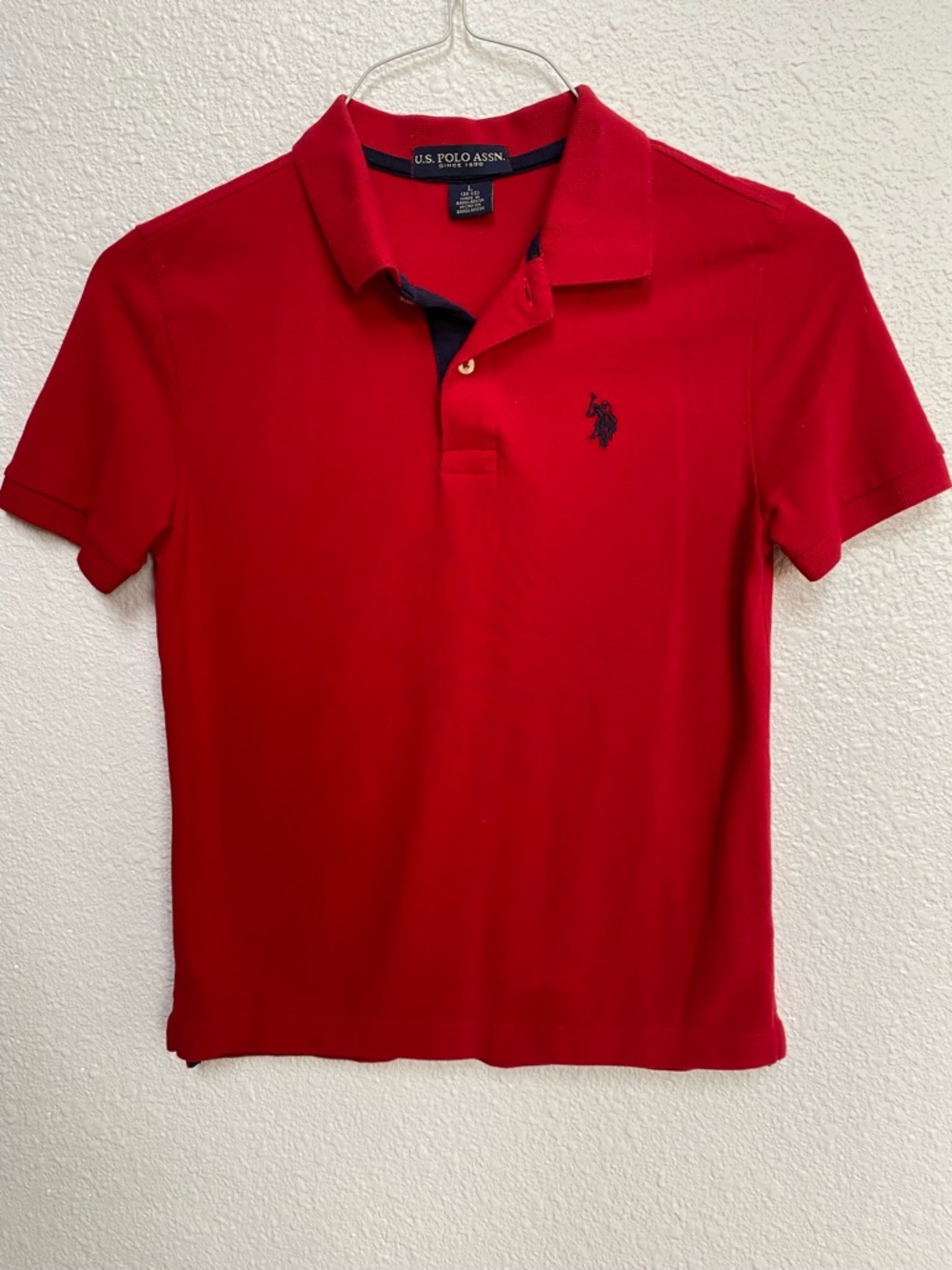 U.S. Polo Assn. Engine Red Polo with Navy Embroidered Logo Fourth of July Shirt